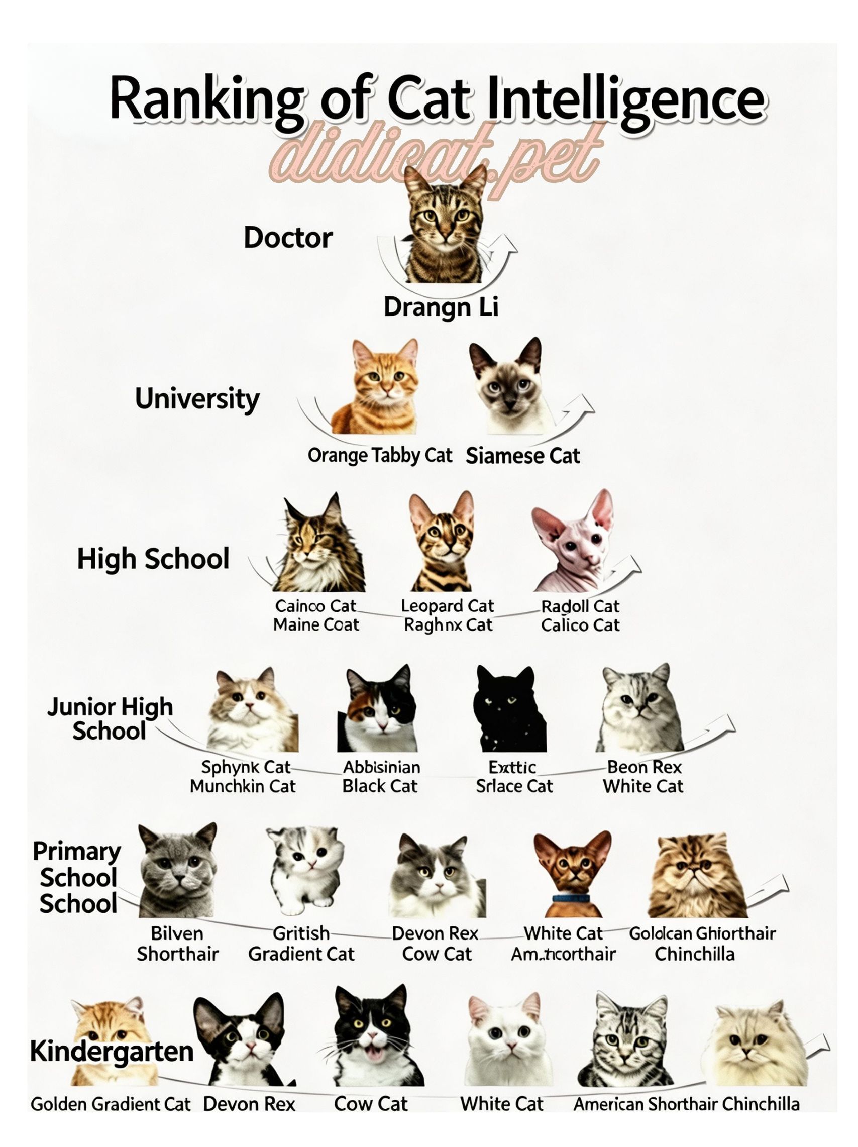 Cat Intelligence Ranking Infographic - didicat.pet