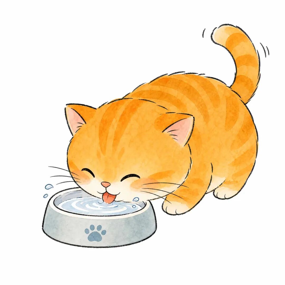 Cat food bowl and water bowl placed apart