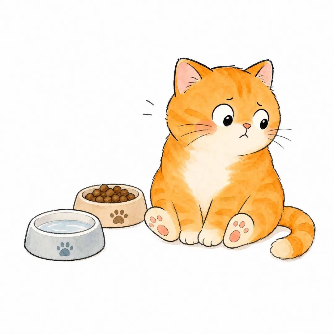 Cat drinking from a water bowl placed away from food